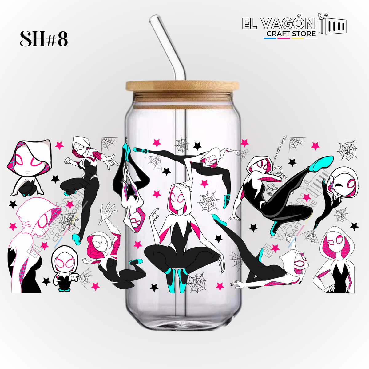 DTF UV - GLASS CAN WRAP (SUPER HEROES)