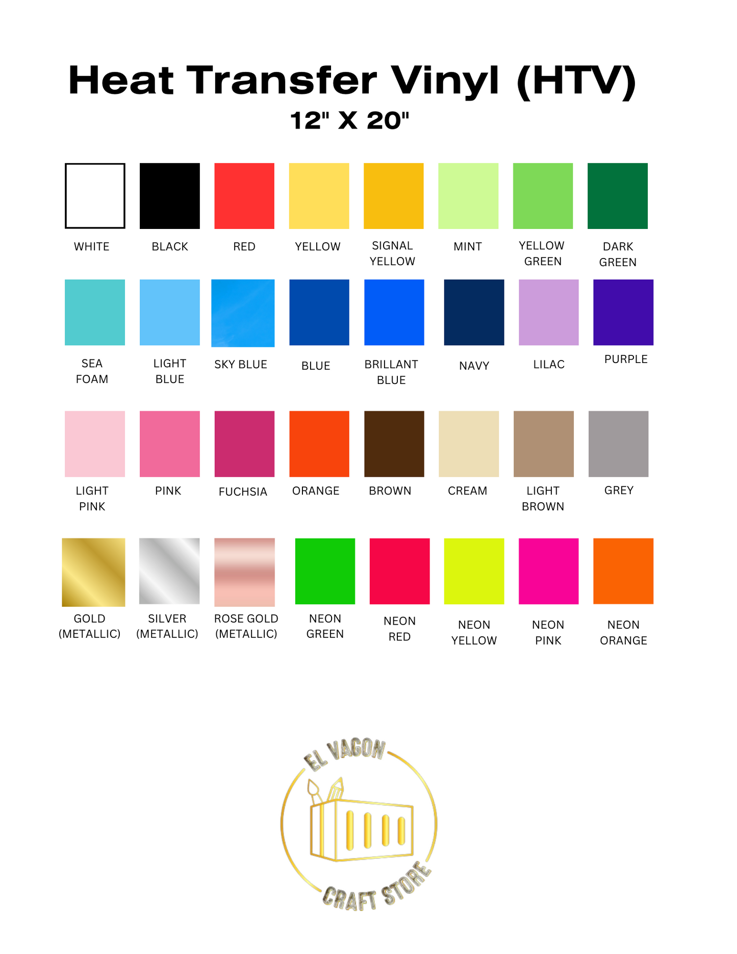 HEAT TRANSFER VINYL - PU (HTV) 12" x 20"