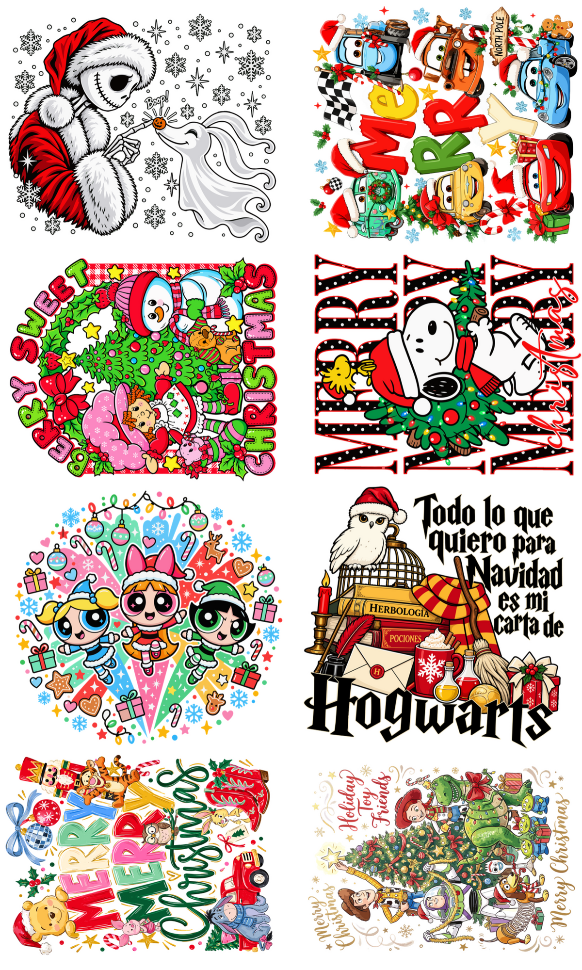 CARICATURAS NAVIDAD YARDA PREDISEÑADA / CARTOON DTF GANG SHEET