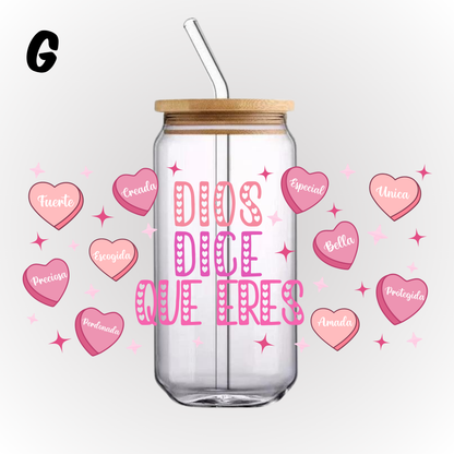 UV DTF - GLASS CAN WRAP (MENSAJES DE DIOS)