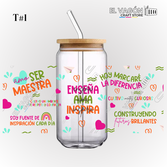 DTF UV - GLASS CAN WRAP (TEACHER/ MAESTRAS)