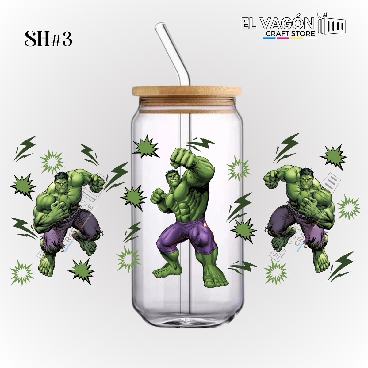 DTF UV - GLASS CAN WRAP (SUPER HEROES)