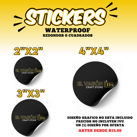 Sticker Promocionales Redondo o Cuadrado (Waterproof)