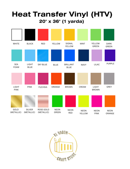 HEAT TRANSFER VINYL  - PU (HTV) 20" x 36" (yarda)